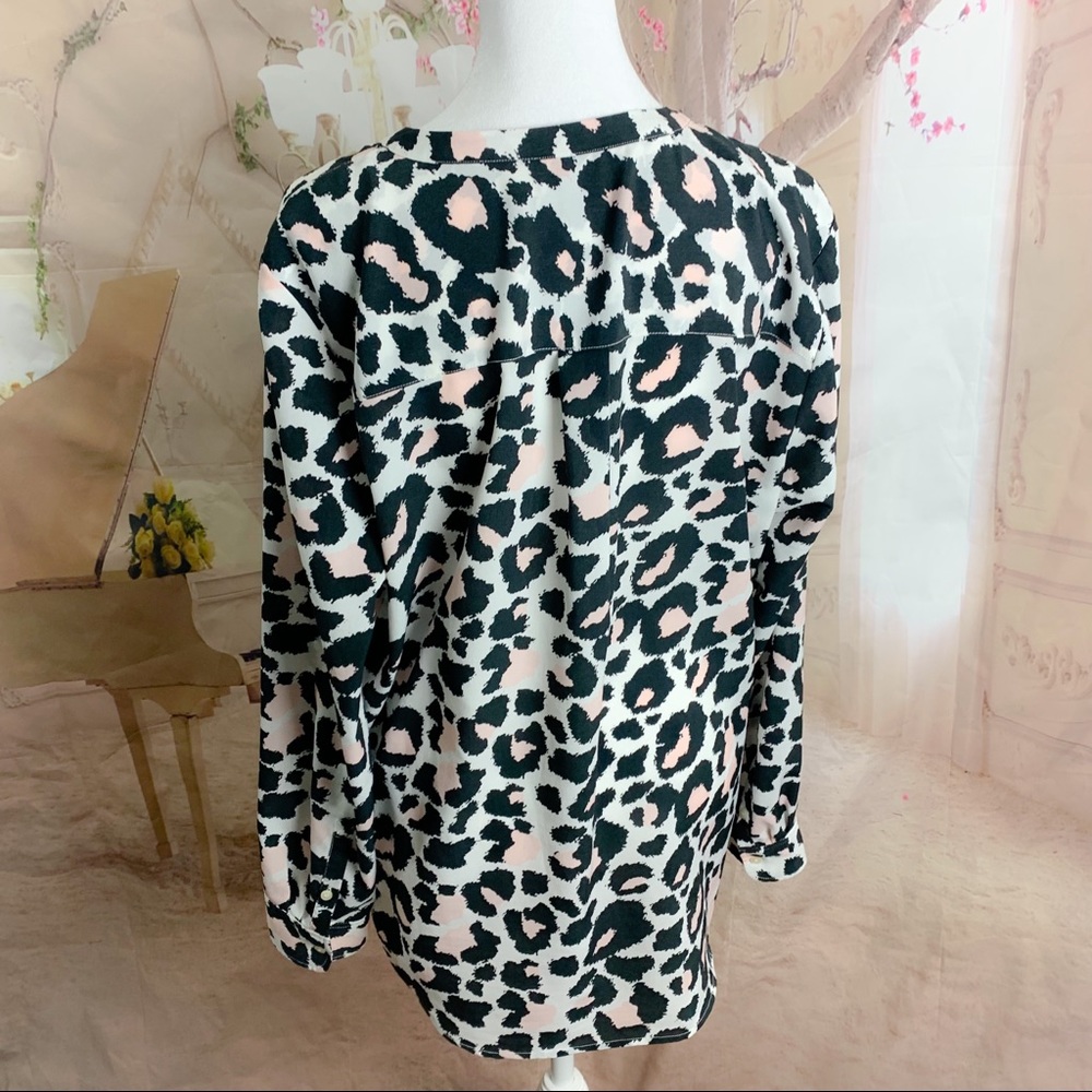 Talbots Pink Accent Animal Print Button down Blouse - Picture 7 of 10